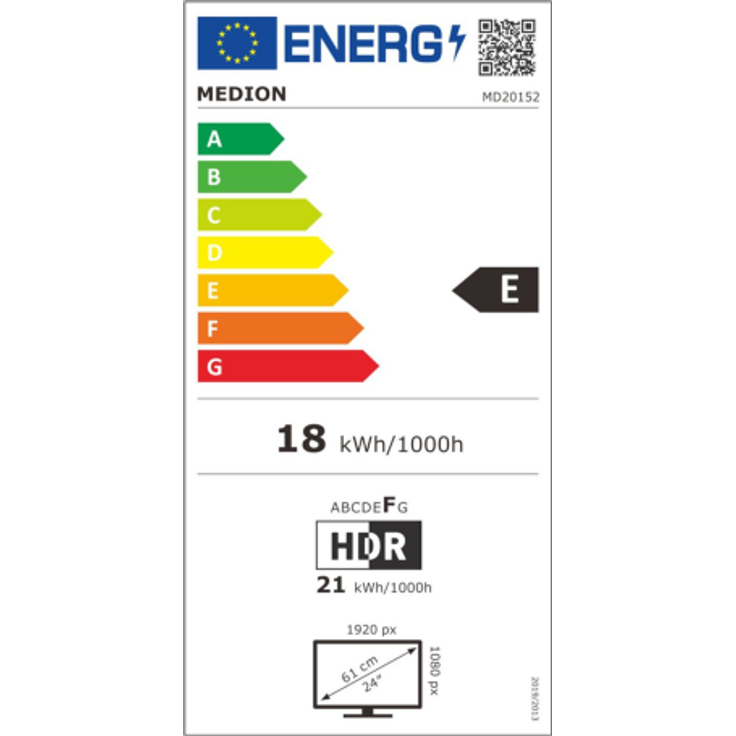 MEDION AKOYA® P52424 24'' Full HD Monitor, HDR10, 300 cd/m², 1300:1 Kontrast, HDMI, DisplayPort, Energieklasse E. – Bild 2