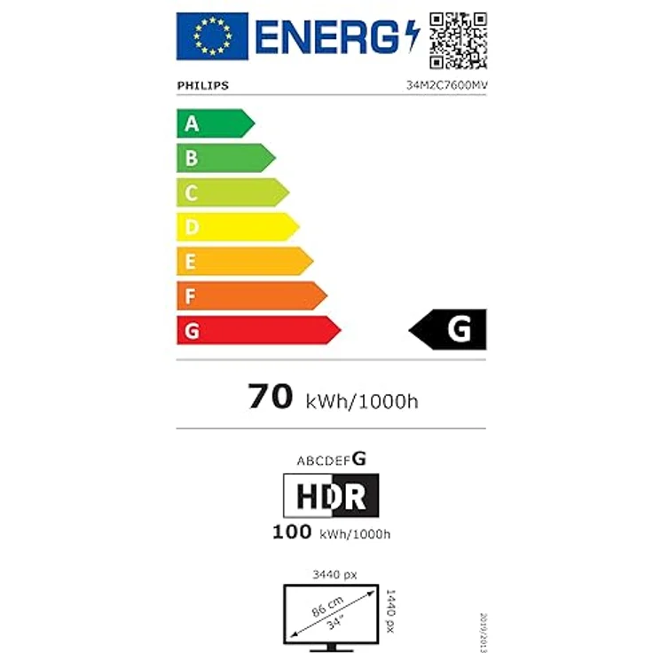 PHILIPS Evnia 34M2C7600MV - 34 Zoll WQHD Curved Gaming Monitor, 165 Hz, HDR1400, FreeSync Premium Pro, G-Sync Compatible (3440x1440, HDMI 2.1, DisplayPort, USB-C, USB Hub) Weiss – Bild 2