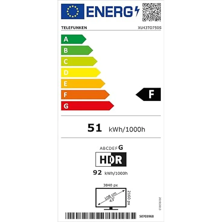 Telefunken 43 Zoll Fernseher/TiVo Smart TV (4K UHD, HDR Dolby Vision, Dolby Atmos, HD+ 6 Monate inkl., Triple-Tuner) XU43TO750S – Bild 6