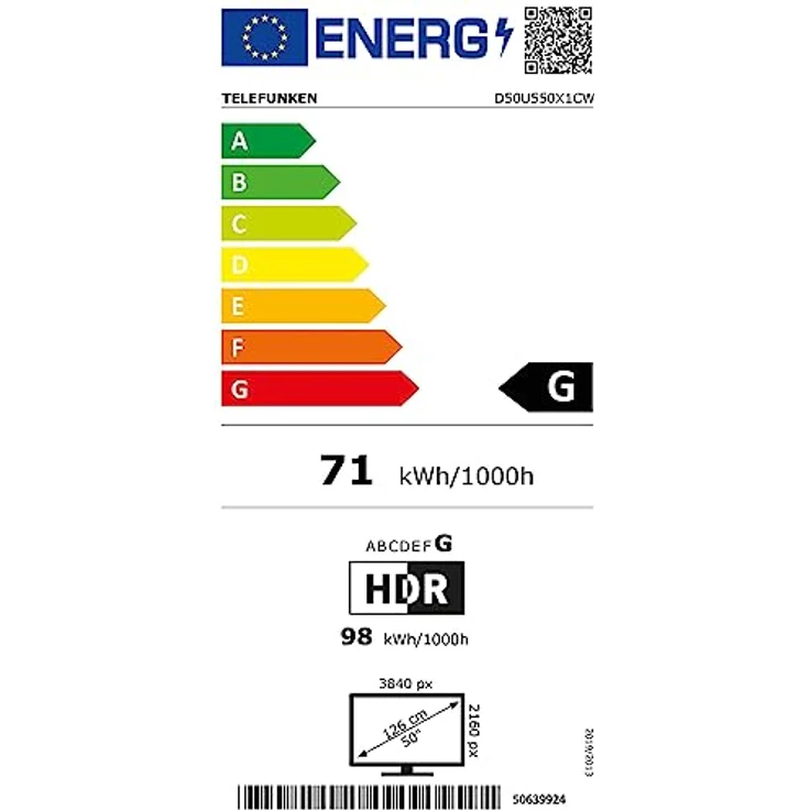 Telefunken D50U550X1CW 50 Zoll Fernseher/Smart TV (4K UHD, HDR Dolby Vision, LED, Triple-Tuner, WLAN, Alexa Built-in) - inkl. 6 Monate HD+ [2022], schwarz – Bild 6