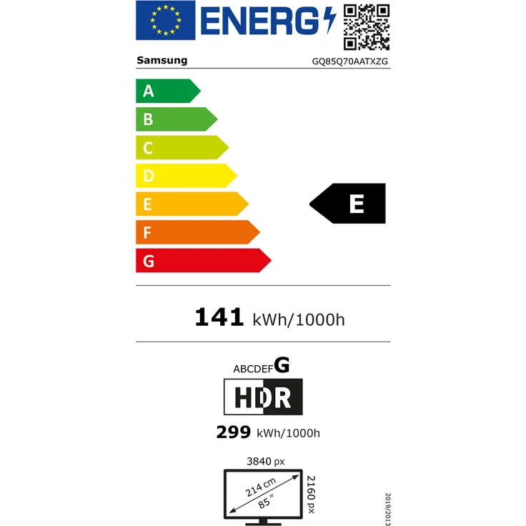 Samsung GQ85Q70AAT 214 cm (85 Zoll) QLED Smart TV (Ultra HD, HDR, Edge LED) Twin HD-Triple-Tuner (Sat, Antenne, Kabel) Modelljahr 2021 Energieklasse E (DE-Modell) – Bild 12