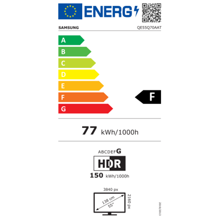 Samsung QE55Q70A 139 cm (55 Zoll) QLED Smart TV (Ultra HD, HDR, Edge LED) HD-Triple-Tuner (Sat, Antenne, Kabel) Modelljahr 2021 Energieklasse F (EU-Modell) – Bild 8