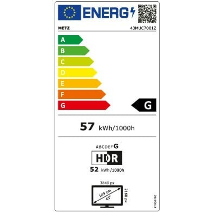 METZ blue 43MUC7001 108 cm (43 Zoll) LED Smart TV (Ultra HD, HDR, Direct-LED) HD-Triple-Tuner (Sat, Antenne, Kabel) Energieklasse G – Bild 6