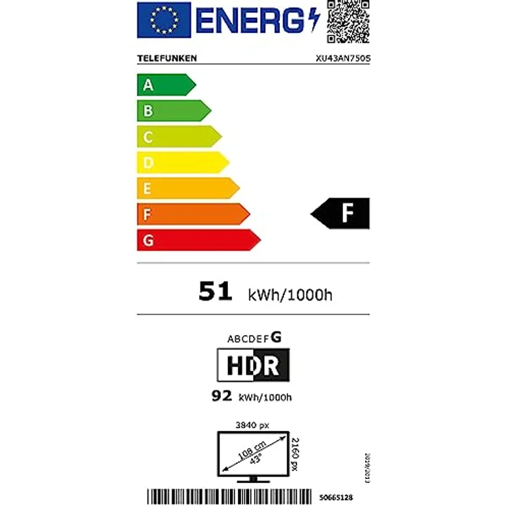 TELEFUNKEN XU43AN750S 43 Zoll Fernseher/Android Smart TV (4K Ultra HD, HDR Dolby Vision, Triple-Tuner, Bluetooth, Dolby Atmos) [2023], Schwarz – Bild 6
