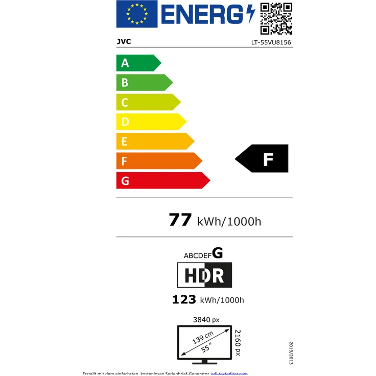 JVC LT-55VU8156 139 cm (55 Zoll) LED Smart TV (Ultra HD, HDR10+, HDR10, HDR, HLG, Direct LED) HD-Triple-Tuner (Satellit, Antenne, Kabel) Energieklasse F (DE-Modell) – Bild 3