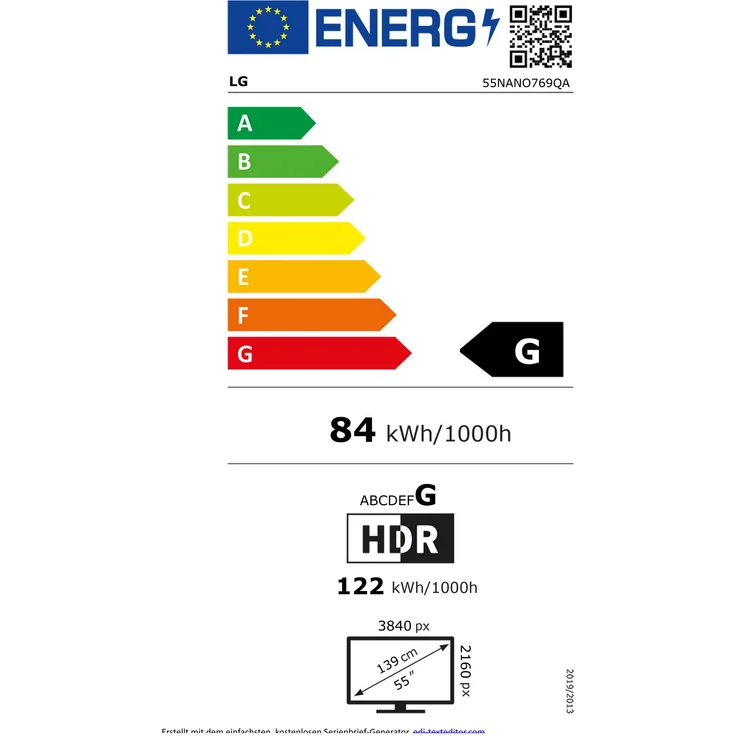 LG 55NANO769QA 139 cm (55 Zoll) NanoCell Smart TV (Ultra HD, HDR10, HDR, HLG, Direct LED) HD-Triple-Tuner (Satellit, Antenne, Kabel) Modelljahr 2022 Energieklasse G (DE-Modell) – Bild 9