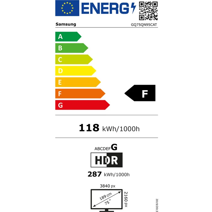 Samsung GQ75QN95CAT 189 cm (75 Zoll) Neo QLED Mini LED Smart TV (Ultra HD, HDR10+ Adaptive, HDR10+ Gaming, HDR, HLG, Mini LED) Twin-HD-Triple-Tuner (Satellit, Antenne, Kabel) Modelljahr 2023 Energieklasse F (DE-Modell) – Bild 7