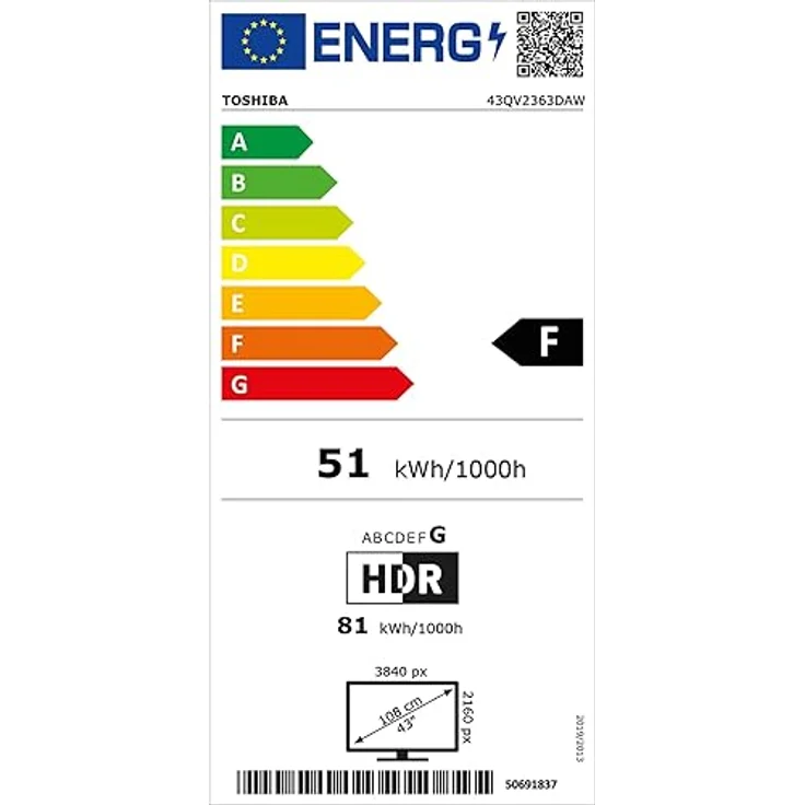 Toshiba 43QV2363DAW 43 Zoll QLED Fernseher/VIDAA Smart TV (4K UHD, HDR Dolby Vision, Triple-Tuner, Bluetooth, Dolby Audio) [2024] – Bild 6