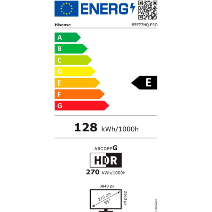 Hisense E77NQ PRO 85" QLED 4K UHD Smart TV, 100Hz, Dolby Vision, DVB-T2/S2/C, VIDAA U, 4x HDMI, Hisense 85E77NQ PRO – Bild 2