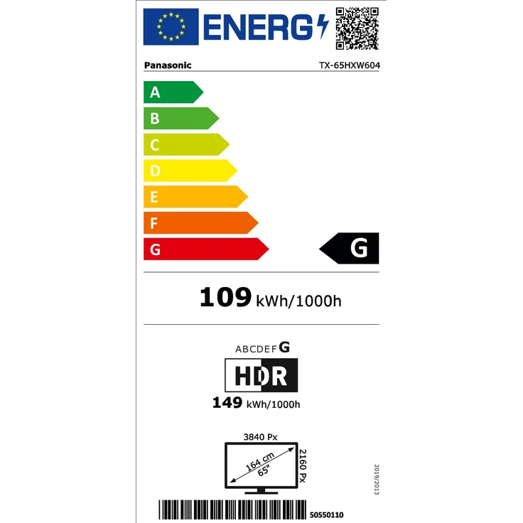 Panasonic TX-65HXW604 164 cm (65 zoll) LED Smart TV (Ultra HD, HDR) HD-Triple-Tuner (Sat, Antenne, Kabel) Modelljahr 2020 Energieklasse G – Bild 3
