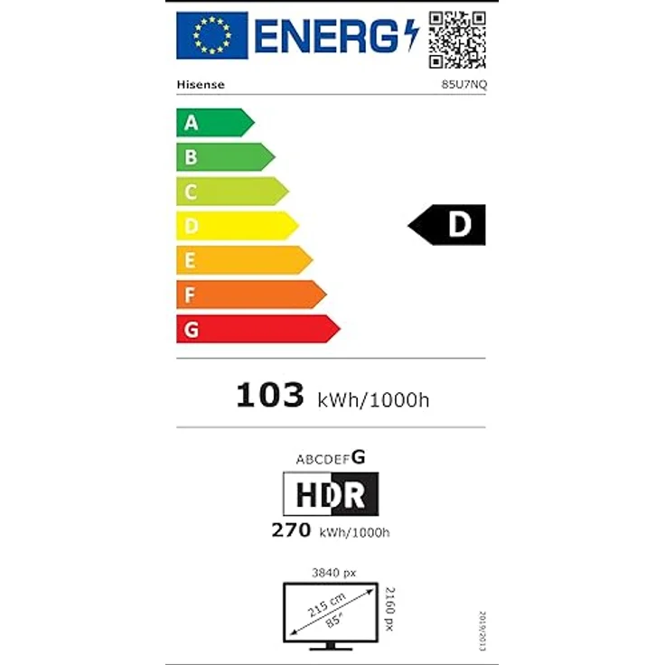 Hisense 85U7NQ 215cm (85 Zoll) 4K Mini LED ULED HDR Smart TV, Quantum Dot, 120Hz/ 144Hz VRR, Game Mode Pro, Dolby Vision IQ & Atmos, Bluetooth, Alexa Built-in, Anthrazit, [2024] – Bild 6