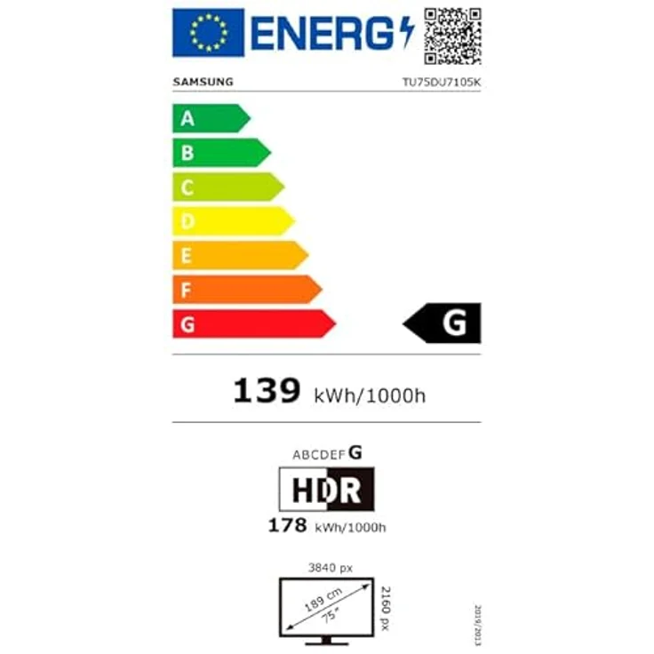 Samsung LED-Fernseher 75DU7105 75 (190 cm) 4K UHD 3840 x 2160 HDR Smart TV Tizen Gaming Hub 3 x HDMI WLAN, Farbe: Schwarz – Bild 6