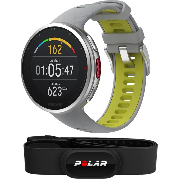 Polar Vantage V2 HR Smartwatch GPS, Unisex, 47mm, Silikonarmband, Grau/Limette (90083650) – Bild 1