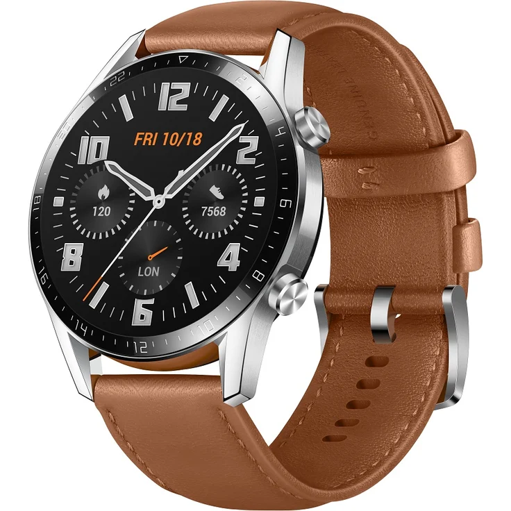 Huawei Watch GT2 Smartwatch GPS, Unisex, 46mm, Schwarz/Pebble Brown – Bild 2