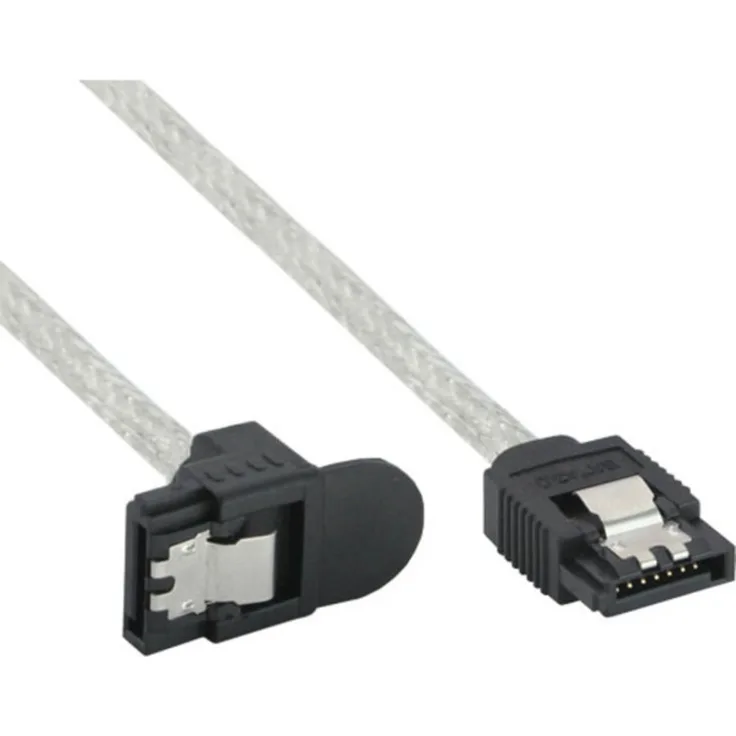 InLine SATA 6Gb/s Kabel - Serial ATA 600 - mit Lasche - gewinkelt - 0,5m - transparent (27305X)
