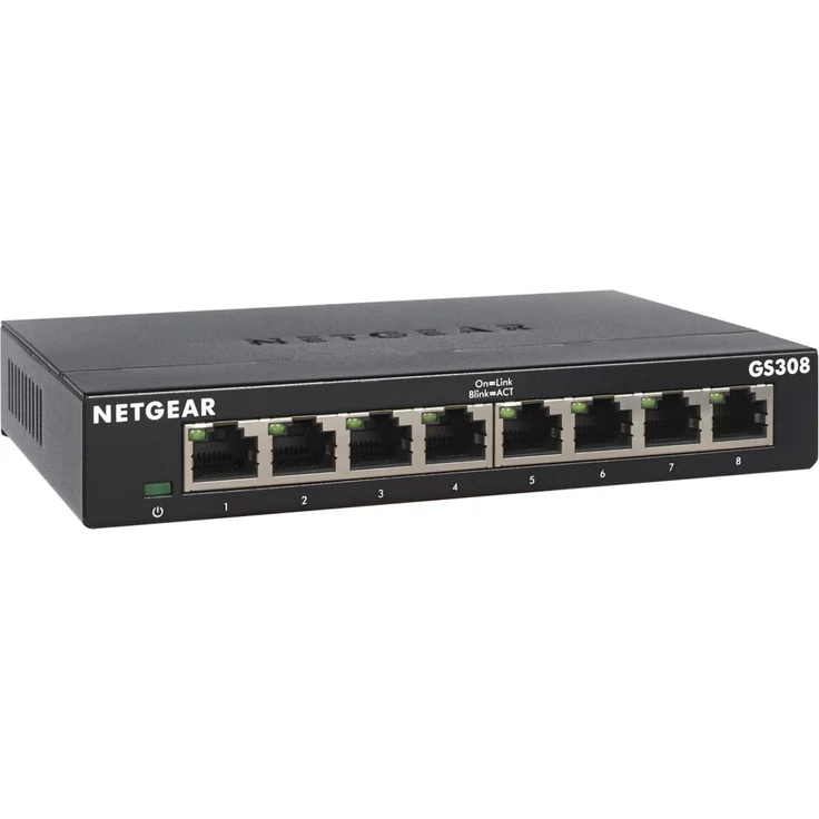 Netgear GS308 Switch 8 Port Gigabit Ethernet LAN Switch (Netzwerk Switch für Desktop, Plug-and-Play LAN Verteiler, energieffizienter Hub, LAN Splitter lüfterlos, robustes Metallgehäuse) – Bild 1