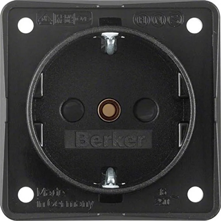 Berker 9419505 Integro Schuko-Steckdose mit erhöhtem Berührungsschutz, schwarz matt