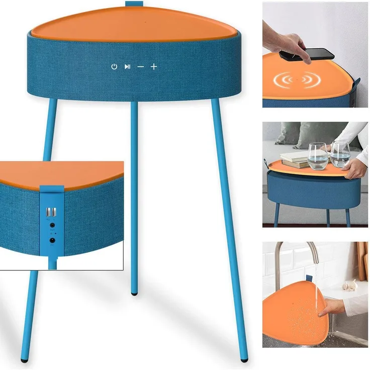 fontastic Mesu Drahtloser Lautsprecher-Tisch Bluetooth-Lautsprecher blau