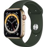 Apple Watch Series 6 Smartwatch GPS + Cellular, 44mm, Edelstahlgehäuse Gold, Sportarmband Zyperngrün