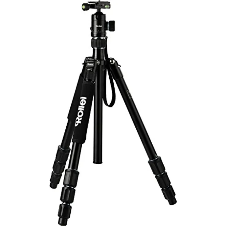 Rollei C5i I kompaktes, leichtes Allround Fotostativ aus Aluminium mit Kugelkopf und Stativtasche, Verwendbar als Dreibeinstativ, Ministativ, Makrostativ und Monopod I Arca Swiss kompatibel I Schwarz