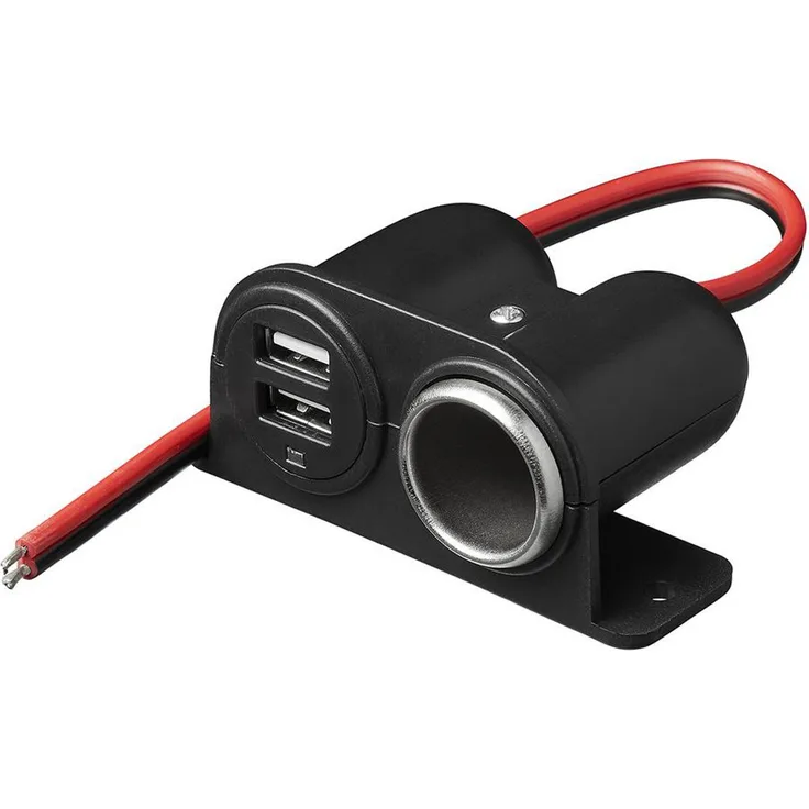 Aufbau Steckdose Zigarettenanzünder 12 und 24V, 2x USB Ladegerät KFZ Stecker BWE
