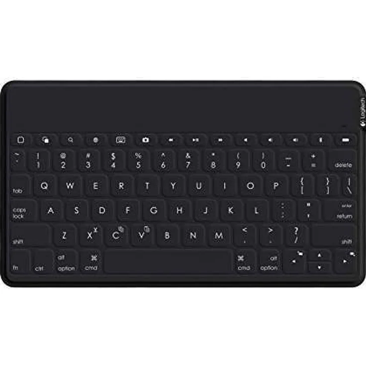 Logitech Keys-to-Go Kabellose Tablet-Tastatur, Bluetooth, iOS-Sondertasten, Ultraleicht & Geräuschlos, 3-Monate Akkulaufzeit, Fürs Tablet und Smartphone, Spanisches QWERTY-Layout - schwarz – Bild 1