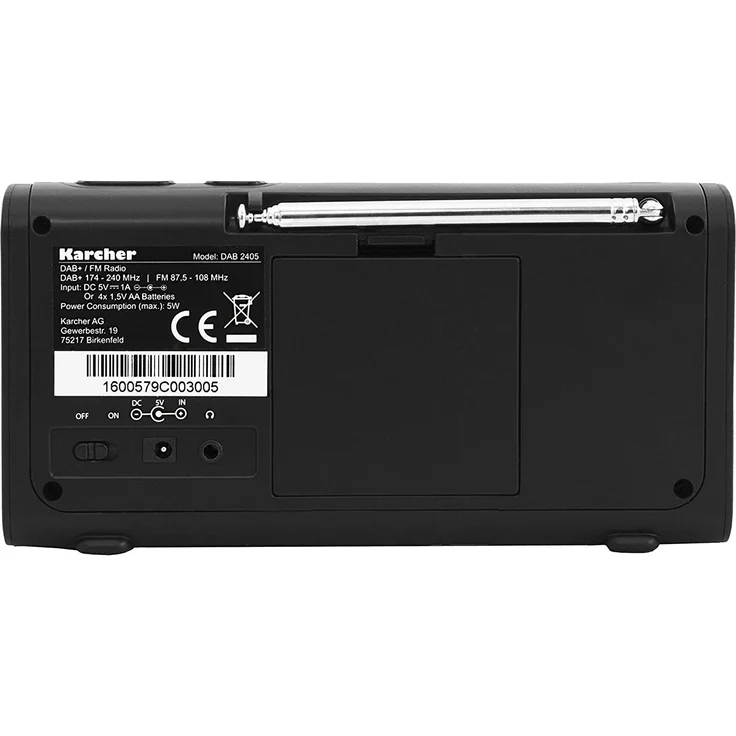 Karcher DAB 2405 tragbares Digitalradio (DAB+ - UKW Radio, Wecker, LCD-Display, Netz-Batteriebetrieb) schwarz – Bild 5