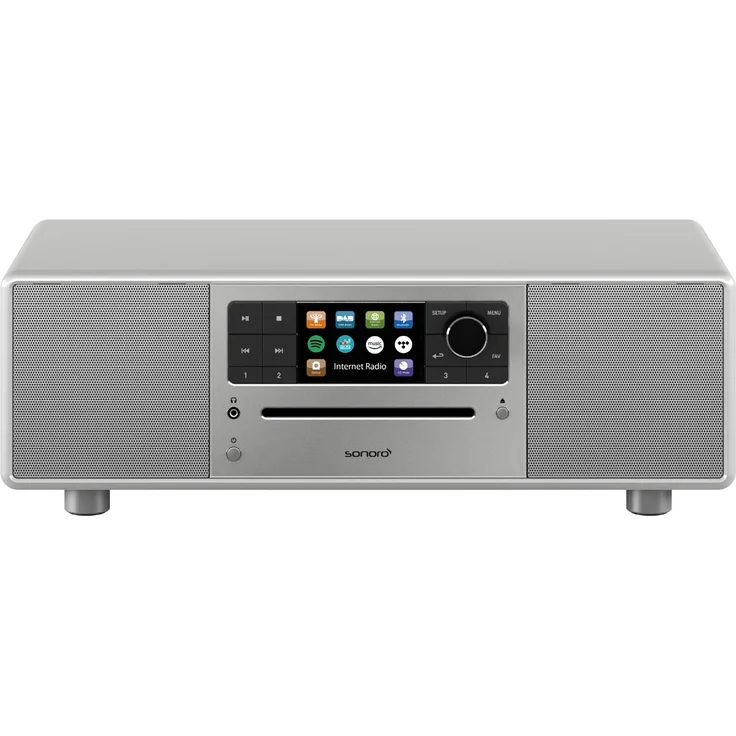 sonoro Prestige Kompaktanlage mit CD-Player, Bluetooth und Internetradio (UKW/FM, WLAN, DAB Plus, Spotify, Amazon, Deezer, Tidal, USB) Silber 2020