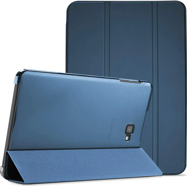 ProCase Hülle für Galaxy Tab A 10.1 2016 T580 T585 T587 Dreifach Falt Klapp Schutzhülle Case, Ultra Dünn Leicht Ständer Schale Shell Smart Cover mit Translucent Frosted Rückhülle -Navy