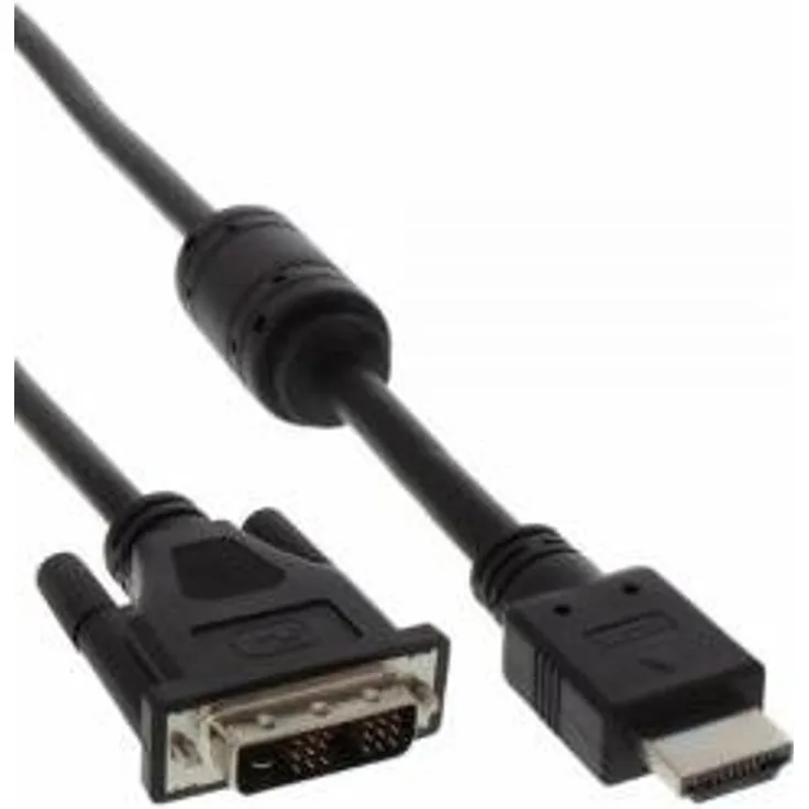 InLine 17664 HDMI-DVI Adapterkabel, 19pol Stecker auf 18+1 Stecker, mit Ferrit, 1,5m