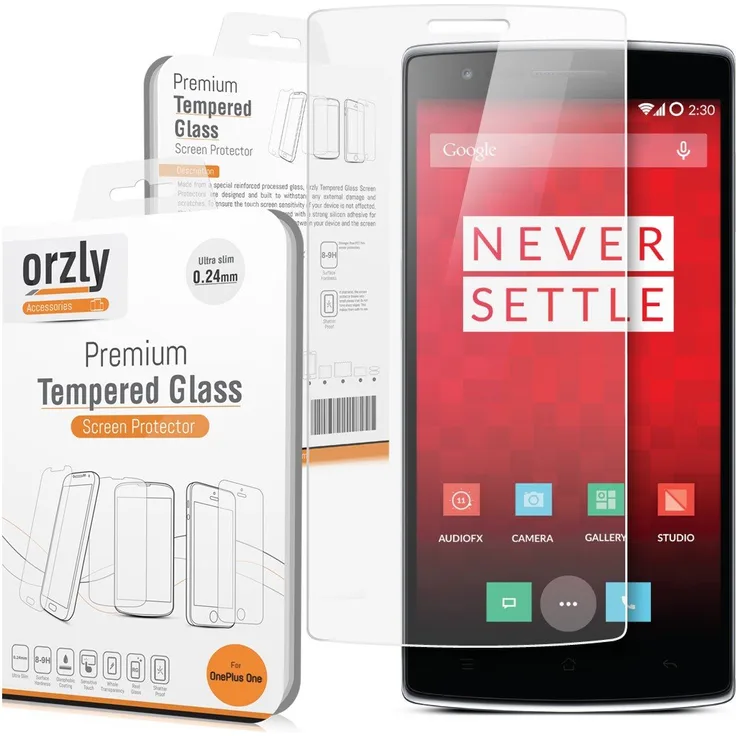 Orzly® - OnePlus ONE Premium Hartglas Displayschutzfolie aus Gehärtetem Glas 0,24mm Tempered Glass Screen Protector für ONE PLUS ONE SmartPhone / 2014 Mobille Handy