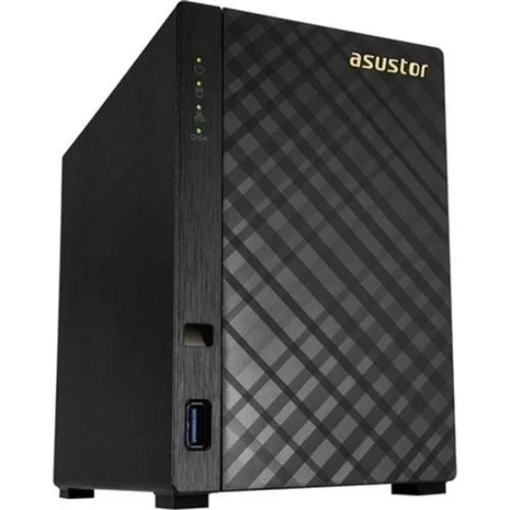 Asustor AS1002T V2 2-Bay NAS System (Marvell ARMADA-385 1.6GHz Dual-Core, 512 MB RAM, 1x Gigabit-LAN, 2x USB 3.0, Hardwareverschlüsselung, Raid 0, 1, JBOD)