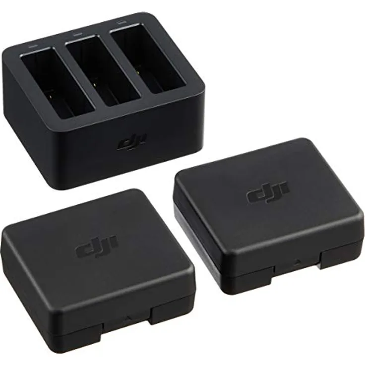 DJI Osmo Action Part 3 Lade-Kit - Eine Ladestation, 2 Akkus, 2 Akku-Gehäuse, intelligentes Ladesystem, höhere Effizienz