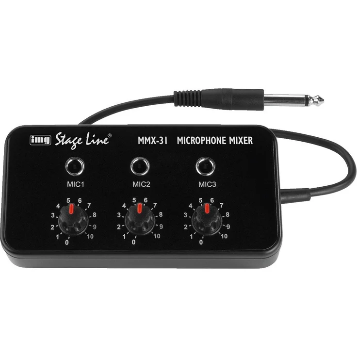 IMG Stageline MMX-31 Mikrofon-Mischer, 3-m-Anschlusskabel, schwarz – Bild 1
