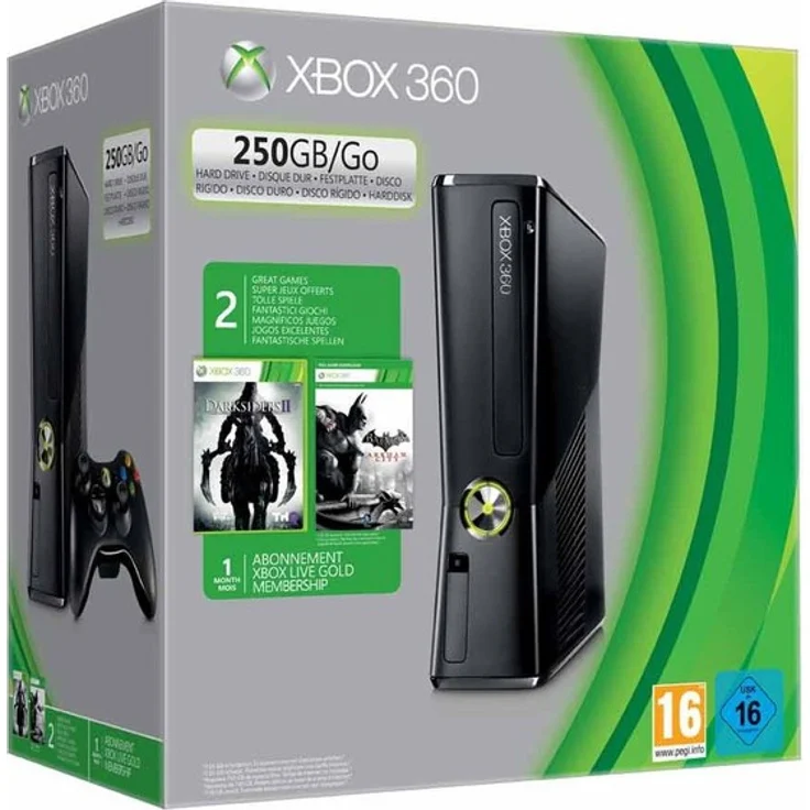 Microsoft Xbox 360 S Schwarz 250GB Bundle inkl. Batman: Arkham City + Darksiders 2 – Bild 1