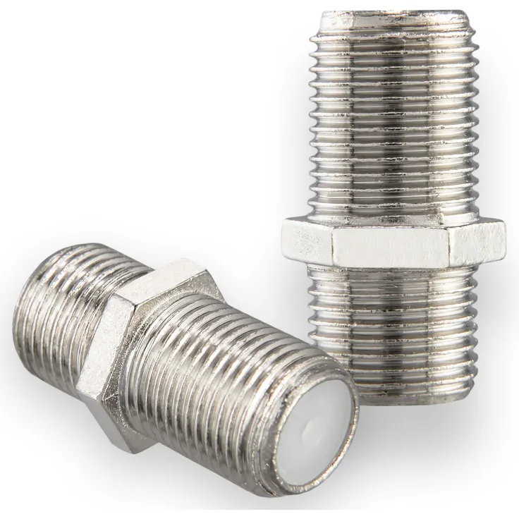 SET Vernickelt ( 2 x F-Verbinder Schmale Mutter )