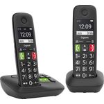 Gigaset E290A Duo 2 schnurlose, analoge DECT-Telefone, mit Anrufbeantworter, großen Tasten und großem Display, Analog-Telefon, schwarz