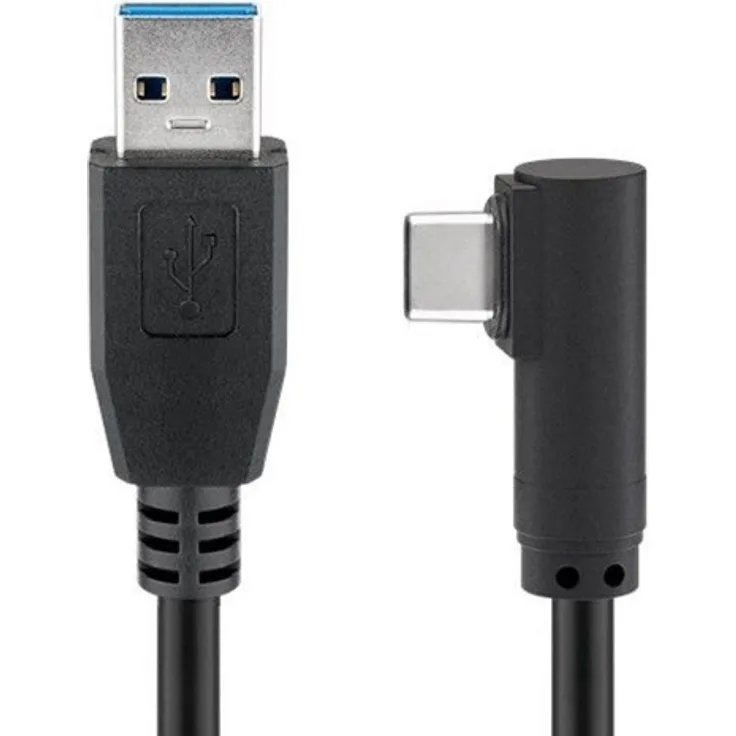 USB-C Stecker auf USB A 3.0 Kabel mit 90 Grad Stecker, schwarz