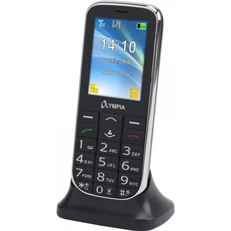 Olympia 2219 Joy II Mobiltelefon-- Seniorenhandy (Große Tasten, Notruf-Taste, Großtasten-Handy, geeignet für Senioren, Rentner ohne Vertrag, Altersgerechtes handy mit Tasten) schwarz