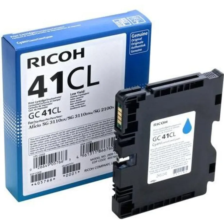 Ricoh 405766 SG2100N Inkjet Cartridge, 600 Seiten - 5% Deckung, GC41CL, cyan