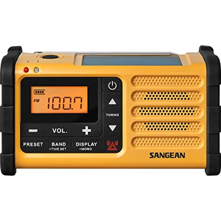 Sangean MMR-88 Tragbares Kurbelradio, Notfall radio mit Taschenlampe und Notfall-Signalton - UKW-MW-Tuner - Gelb-Schwarz – Bild 1