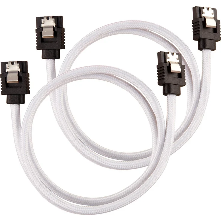 Corsair Premium Sleeved SATA 3 Kabel (6Gbps, 60 cm) Weiß - Preisvergleich – Bild 1