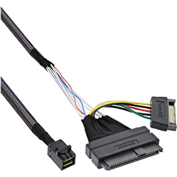 InLine 29620A - 0,5 m - Internal - U.2 (SFF-8639) - SFF-8643 + SATA 15pin - Male connector / Male connector - Schwarz - 1 Stück(e) (29620A)