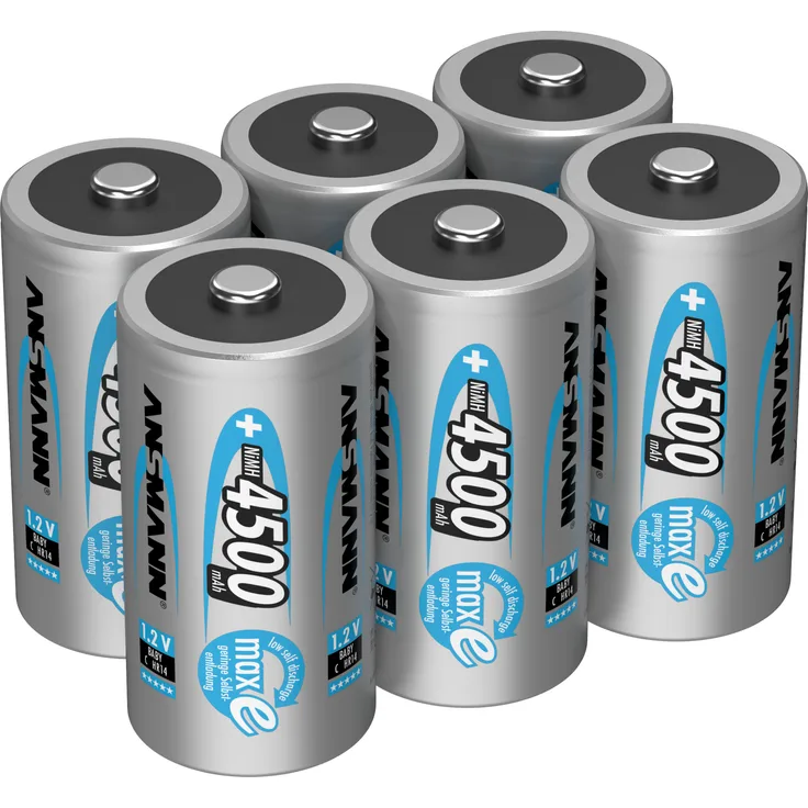 ANSMANN Akku C 4500mAh Baby NiMH 1,2V – 1000x wiederaufladbar (6 Stück)