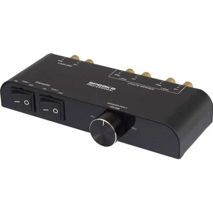 SpeaKa Professional 2 Port Lautsprecher-Umschalter integrierter Lautstärkeregler Schwarz (SP-6518220)