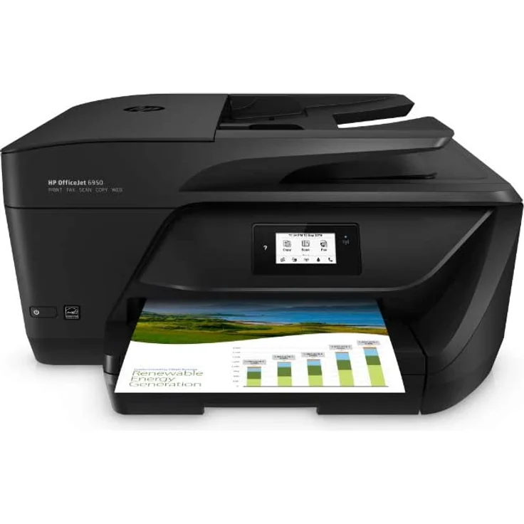 HP Officejet 6950 (4-in-1) Multifunktionsdrucker - (Thermal Inkjet) Farbe, Druckgeschwindigkeit: 16 s/w, 9 Farbe, Auflösung: 1200 x 600, USB, RJ-11, WLAN, Instant Ink (P4C85A#BAW) – Bild 1