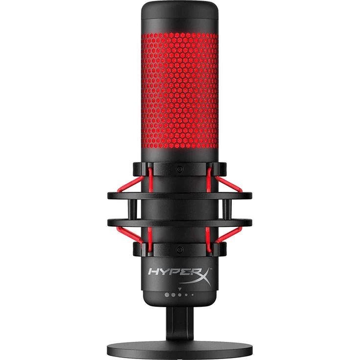 HyperX HX-MICQC-BK QuadCast - Standalone Mikrofon mit umfangreichen Funktionen für Streamer, Gamer und Podcaster rot, schwarz – Bild 1