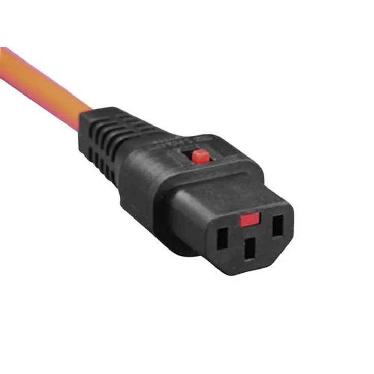 Kash Kaltgeräte-Anschlusskabel Kaltgeräte-Buchse C13 - Schutzkontakt-Winkelstecker Schwarz, Orange 2.00m 1St.