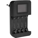 AmazonBasics Intelligentes, digitales Akku-Ladegerät für 4 AA-, AAA-Akkus