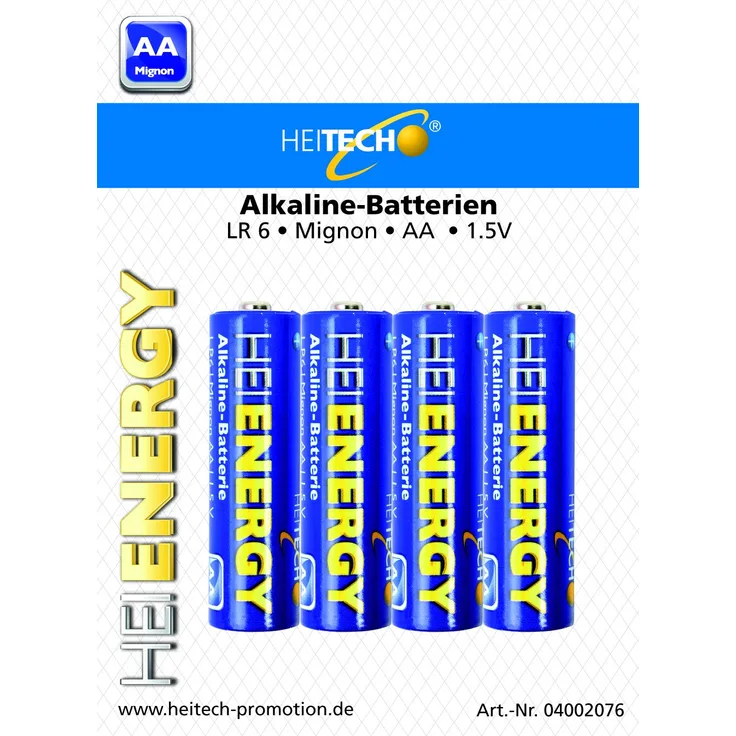 Heitech 04002076 Alkaline Batterie Mignon AA (4-er Pack) blau